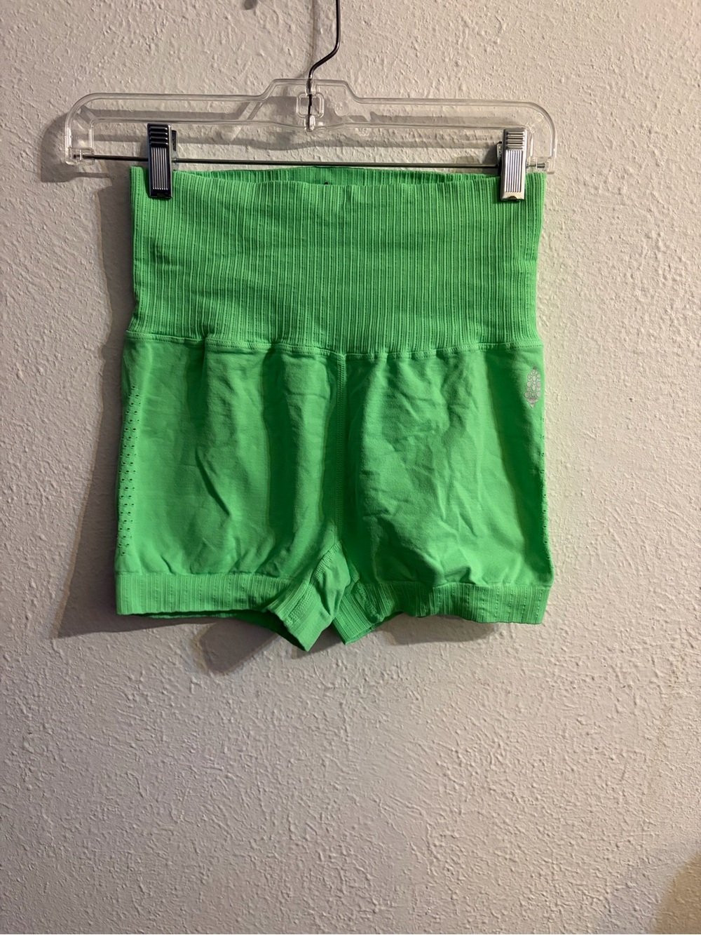 FP Movement by Free People Neon Green High-Rise Ribbed Bike Shorts